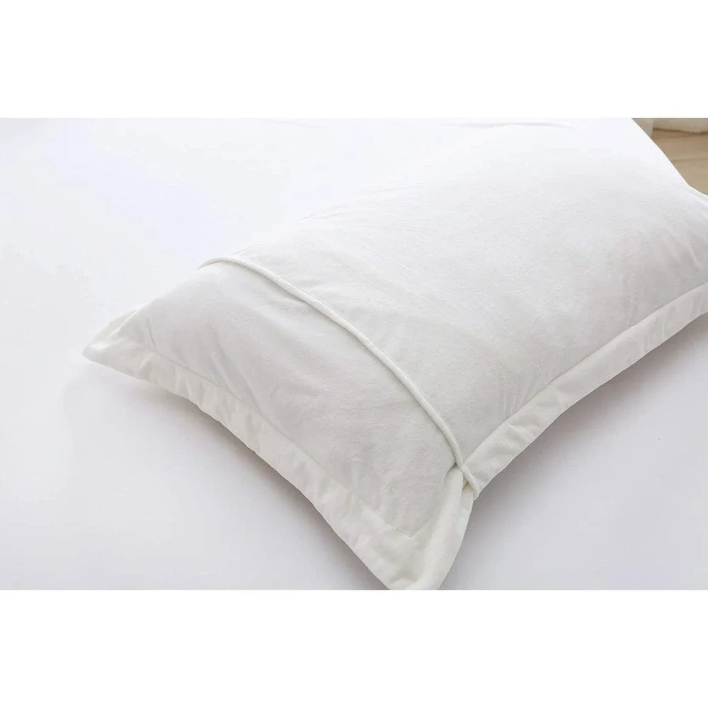 Plush Duvet Cover Set Luxury Ultra Soft Velvet Set QUEEN White EMBROIDERY LEAF